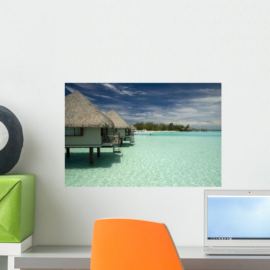Lagoon with Bungalows Wall Decal