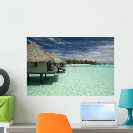 Lagoon with Bungalows Wall Decal