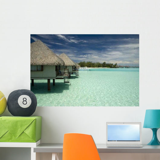 Lagoon with Bungalows Wall Decal