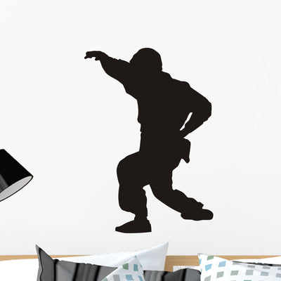 Jiu-jitsu Fighter Silhouette Wall Decal shown on a wall