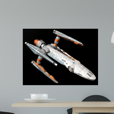 Spaceship Wall Mural shown on a wall