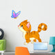 The nice kitten looking to butterfly. Vector Wall Decal
