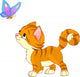 The nice kitten looking to butterfly. Vector Wall Decal