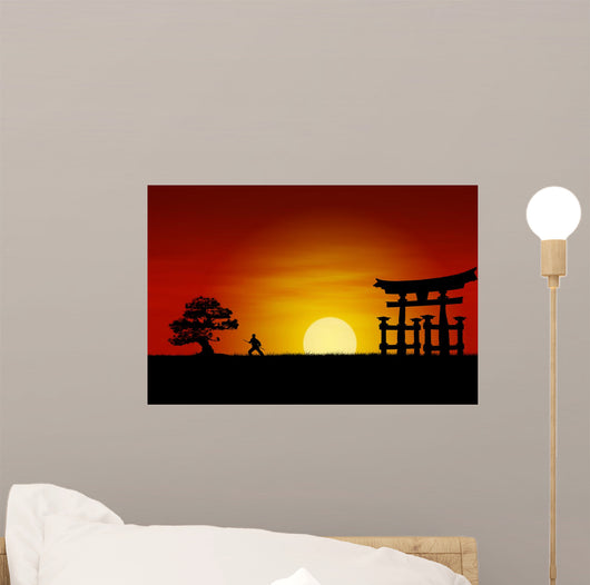 Japanese Sunset Wall Mural