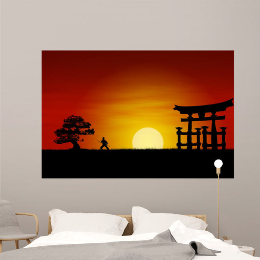 Japanese Sunset Wall Mural