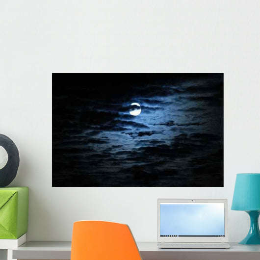Moon behind Clouds Wall Decal