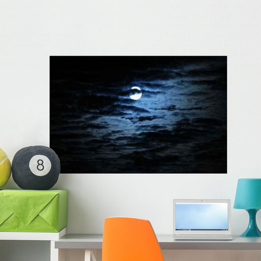 Moon behind Clouds Wall Decal