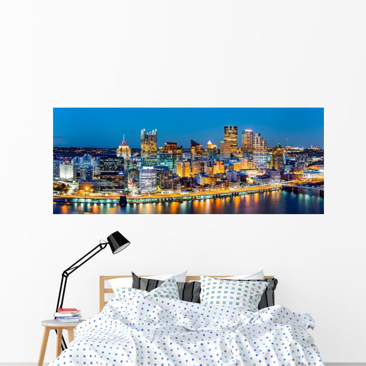 Pittsburgh Downtown Panorama Dusk Wall Decal