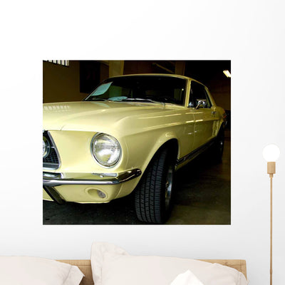 Yellow Mustang Wall Decal shown on a wall