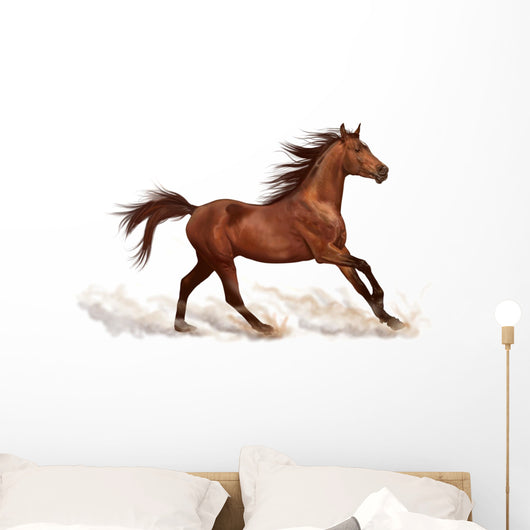 Horse Decals - Brown Stallion Running Wall Decal