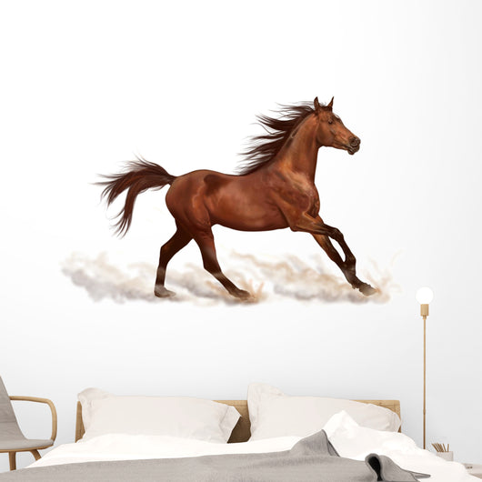 Horse Decals - Brown Stallion Running Wall Decal