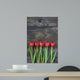 tidy tulips on a old wood background Wall Mural
