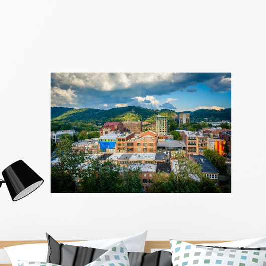 Mountains and Buildings Downtown Wall Decal