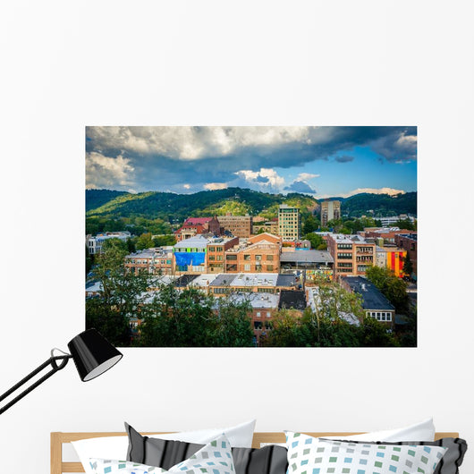 Mountains and Buildings Downtown Wall Decal