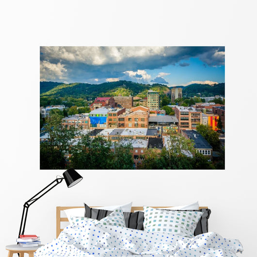 Mountains and Buildings Downtown Wall Decal