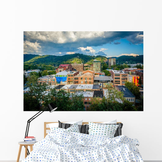 Mountains and Buildings Downtown Wall Decal