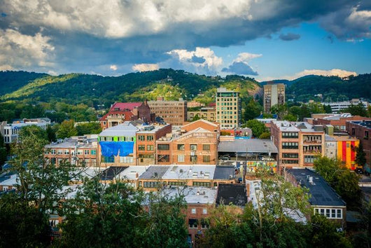 Mountains and Buildings Downtown Wall Decal