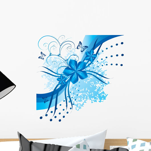 Abstract blue flowers Wall Mural