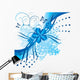 Abstract blue flowers Wall Mural