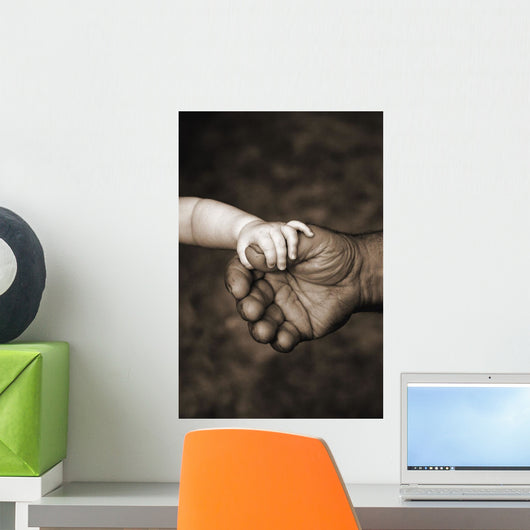 Baby's Hand Holding On To Adult Hand Wall Mural