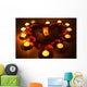 Heart with petals and candle lights Wall Mural