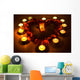 Heart with petals and candle lights Wall Mural