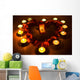 Heart with petals and candle lights Wall Mural