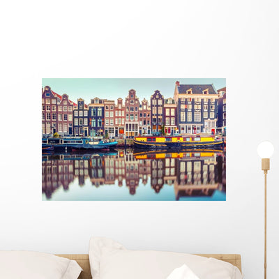 Amsterdam Canal Singel Wall Decal shown on a wall