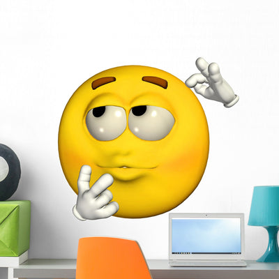 Emoticon Wondering Wall Decal shown on a wall