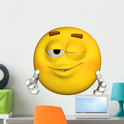 Emoticon Thumbs up Wall Decal shown on a wall