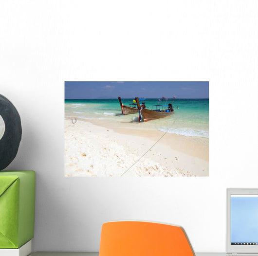 Traditional Longtail Boats White Wall Decal