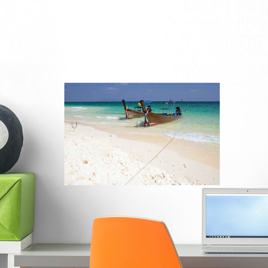 Traditional Longtail Boats White Wall Decal