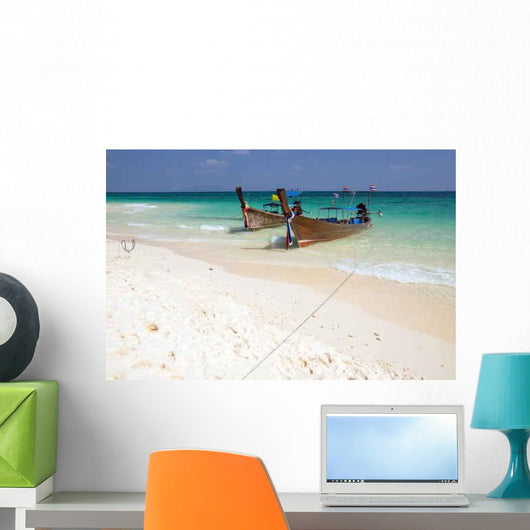 Traditional Longtail Boats White Wall Decal