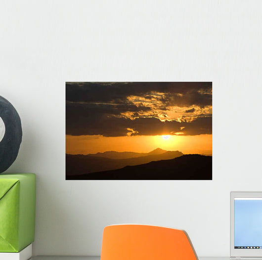 Hot Sunset Silhouettes Hills Wall Decal