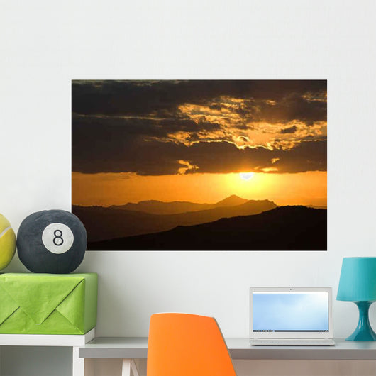 Hot Sunset Silhouettes Hills Wall Decal