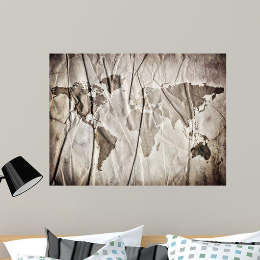 Map of the Earth on the Paper Wall Mural