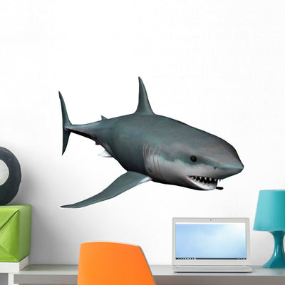 Shark Wall Decal shown on a wall