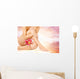 Female legs with pink lily over heaven background Wall Mural