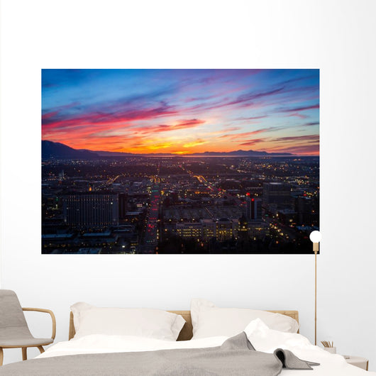 Salt Lake City Skyline at Sunset Wall Decal