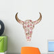 Watercolor Bull Skull Peony Wall Decal