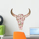 Watercolor Bull Skull Peony Wall Decal