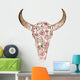 Watercolor Bull Skull Peony Wall Decal