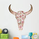 Watercolor Bull Skull Peony Wall Decal