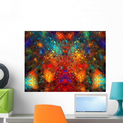 Fireworks Wall Mural shown on a wall