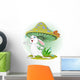 Cute Rabbit Wearing Rain Gear Under Mushroom Wall Decal
