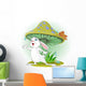Cute Rabbit Wearing Rain Gear Under Mushroom Wall Decal