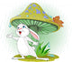 Cute Rabbit Wearing Rain Gear Under Mushroom Wall Decal