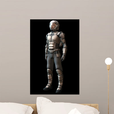Astronaut Wall Mural shown on a wall