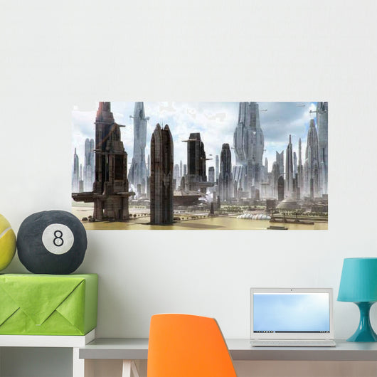 Science-fiction City Landscape Matte Wall Decal
