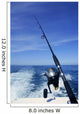 Fishing rod and reel on boat, fishing in blue ocean Wall Mural